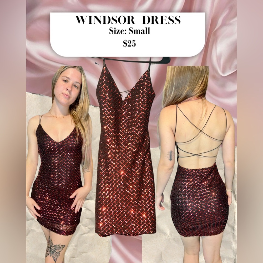 Windsor Burgundy Sequin Mini Dress